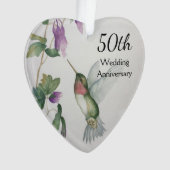 50e Jubileum van het huwelijk Levendige vogelbloem Ornament (voorkant)