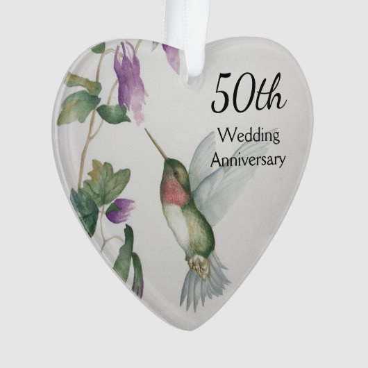 50e Jubileum van het huwelijk Levendige vogelbloem Ornament (voorkant)