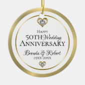 50e Jubileum van het huwelijk Wit en goud Keramisch Ornament (Voorkant)