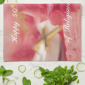 50e Jubileum van het Roos van de godsdienstvrijhei Theedoek (Gevouwen)