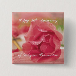 50e Jubileum van het Roos van de godsdienstvrijhei Vierkante Button 5,1 Cm