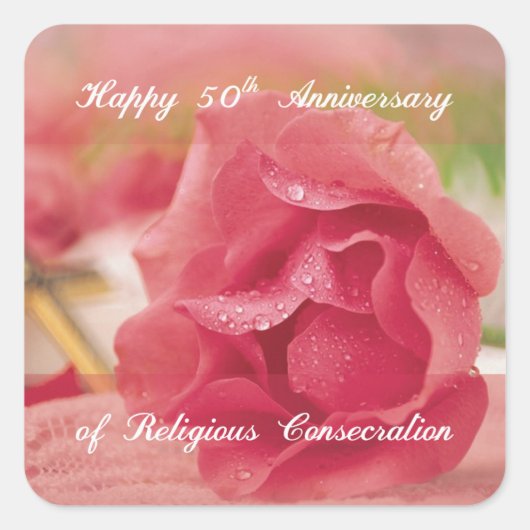 50e Jubileum van het Roos van de godsdienstvrijhei Vierkante Sticker (Voorkant)