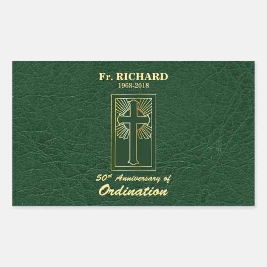  50e Jubileum van Ordination Green Rechthoekige Sticker (Voorkant)