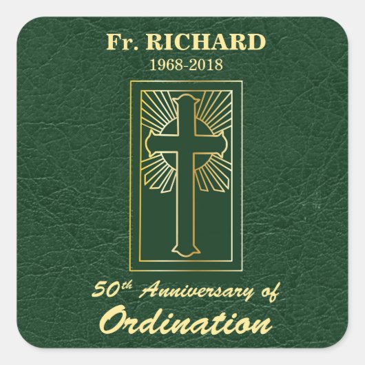  50e Jubileum van Ordination Green Vierkante Sticker (Voorkant)