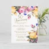 50e Jubileum van witte en lentesFloral Kaart (Staand voorkant)