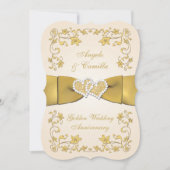 50e Jubileum verbonden met harten, Ecru, Gold Kaart (Voorkant)