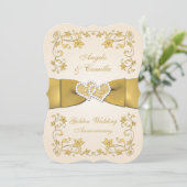 50e Jubileum verbonden met harten, Ecru, Gold Kaart (Staand voorkant)