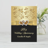 50e Jubileum verenigd Hearts Wedding Invite 2 Kaart (Staand voorkant)