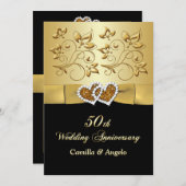 50e Jubileum verenigd Hearts Wedding Invite 2 Kaart (Voorkant / Achterkant)