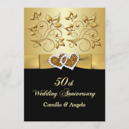 50e Jubileum verenigd Hearts Wedding Invite 2 Kaart