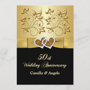 50e Jubileum verenigd Hearts Wedding Invite 2 Kaart