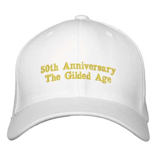 50e Jubileum vergulde leeftijd geborduurd Pet - Go (Voorkant)