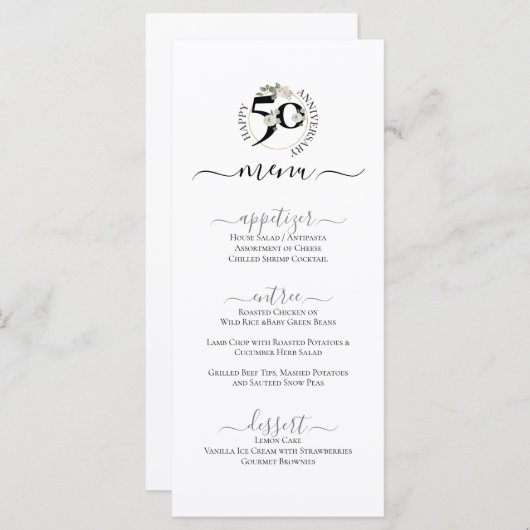 50e JUBILEUM VIERING Menu (Voorkant / Achterkant)