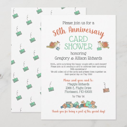 50e Jubileum Vogels Kaart Shower (Voorkant / Achterkant)