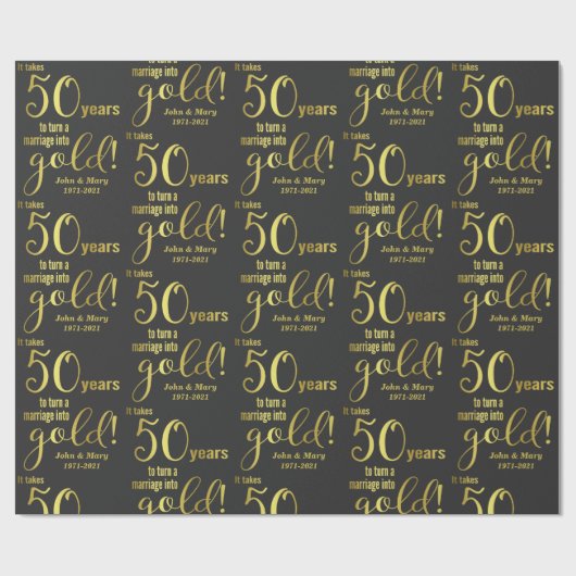 50e Jubileum voor bruiloft 50 jaar Cadeaupapier (Vlak)