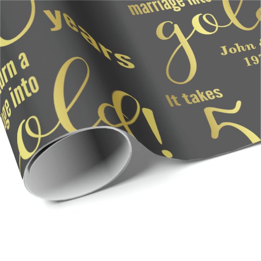 50e Jubileum voor bruiloft 50 jaar Cadeaupapier (Rol Hoek)