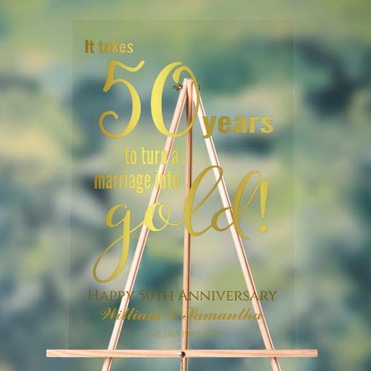 50e Jubileum voor bruiloft Acryl Bord (Neutraal)