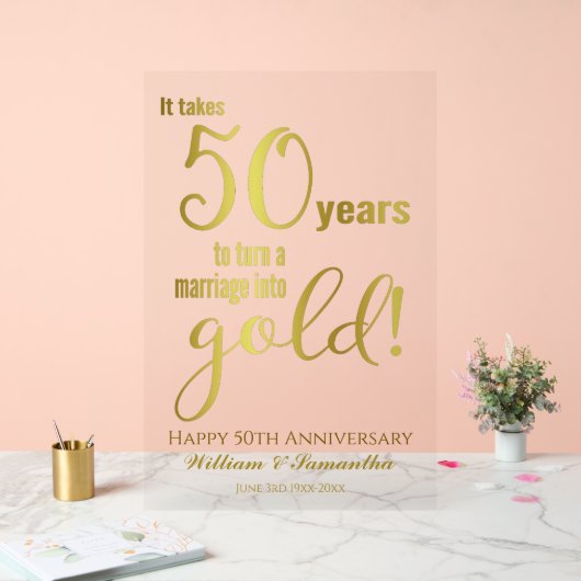 50e Jubileum voor bruiloft Acryl Bord (Huwelijk)
