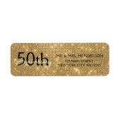 50e Jubileum voor bruiloft - Black en Gold Sparkle Etiket (Voorkant)