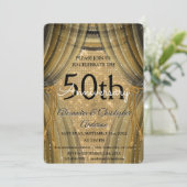 50e Jubileum voor bruiloft - Black en Gold Sparkle Kaart (Staand voorkant)