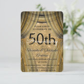 50e Jubileum voor bruiloft - Black en Gold Sparkle Kaart (Staand voorkant)