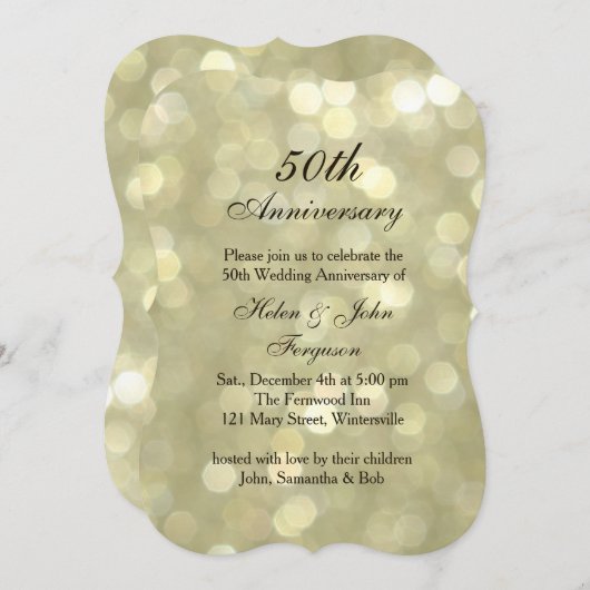 50e Jubileum voor bruiloft Champagne Bubbles Invit Kaart (Voorkant / Achterkant)