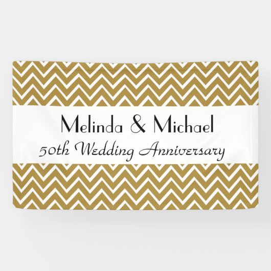 50e Jubileum voor bruiloft Chevron Kies uw kleur Spandoek (Horizontaal)