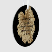 50e Jubileum voor bruiloft Elegant Black Gold Leav Ornament (voorkant)