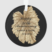 50e Jubileum voor bruiloft Elegant Black Gold Leav Ornament (achterkant)