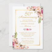 50e Jubileum voor bruiloft Elegant Chic Gold Flora Kaart (Voorkant)