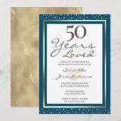 50e Jubileum voor bruiloft Elegant Gold Invitation Kaart (Voorkant / Achterkant)