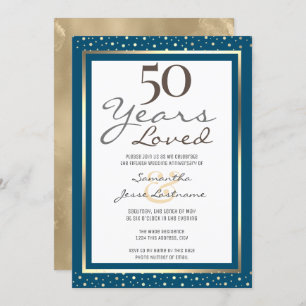 50e Jubileum voor bruiloft Elegant Gold Invitation Kaart