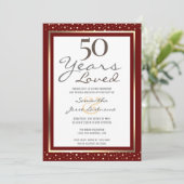 50e Jubileum voor bruiloft Elegant Gold Invitation Kaart (Staand voorkant)