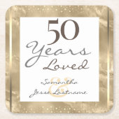 50e Jubileum voor bruiloft Elegant Gold Kartonnen Onderzetters (Voorkant)