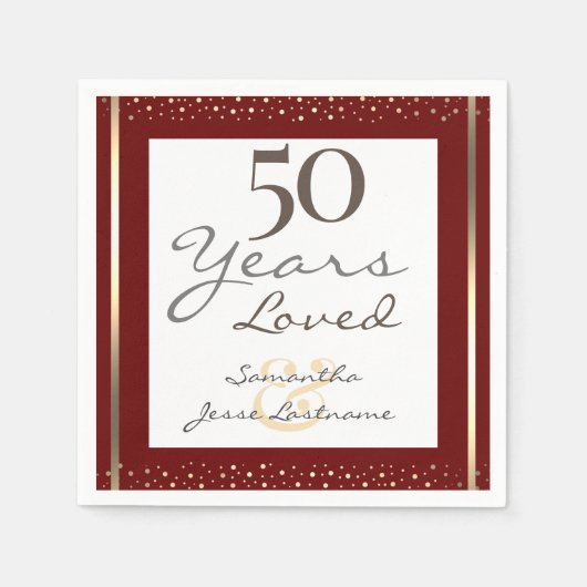 50e Jubileum voor bruiloft Elegant Gold Napkins Servet (Voorkant)