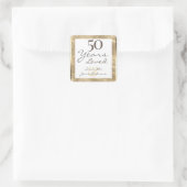 50e Jubileum voor bruiloft Elegant Gold Vierkante Sticker (Tas)