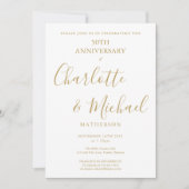 50e Jubileum voor bruiloft Elegant Golden Signatur Kaart (Voorkant)