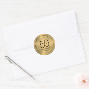 50e Jubileum voor bruiloft en Gold Design Ronde Sticker