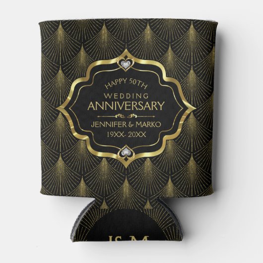 50e Jubileum voor bruiloft en gouden kunst Decotip Blikjeskoeler (Voorkant)