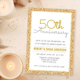 50e Jubileum voor bruiloft Faux Gold Glitter Kaart