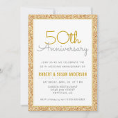 50e Jubileum voor bruiloft Faux Gold Glitter Kaart (Voorkant)