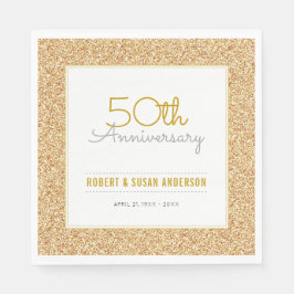 50e Jubileum voor bruiloft Faux Gold Glitter Servetten