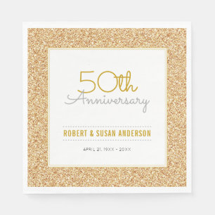 50e Jubileum voor bruiloft Faux Gold Glitter Servetten
