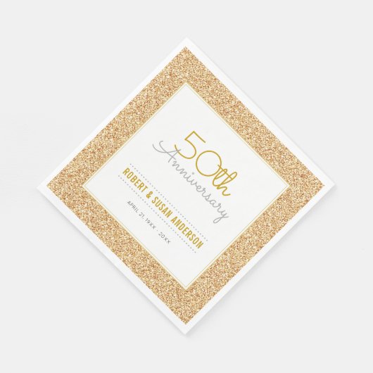 50e Jubileum voor bruiloft Faux Gold Glitter Servetten (Hoek)