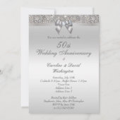 50e Jubileum voor bruiloft Faux Silver Sequins & B Kaart (Achterkant)