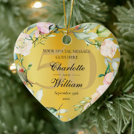 50e Jubileum voor bruiloft Floral Monogram Gold Keramisch Ornament