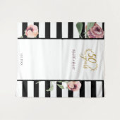 50e Jubileum voor bruiloft Floral Red Gold 50 Wandkleed (Voorkant (horizontaal))