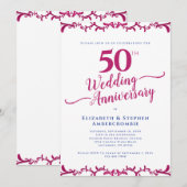 50e Jubileum voor bruiloft - Floral Uitnodiging (Voorkant / Achterkant)
