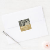 50e Jubileum voor bruiloft Foto Elegant Golden Vierkante Sticker (Envelop)