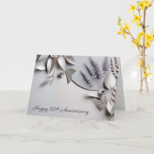 50e Jubileum voor bruiloft gefeliciteerd Kaart (Gele Bloem)